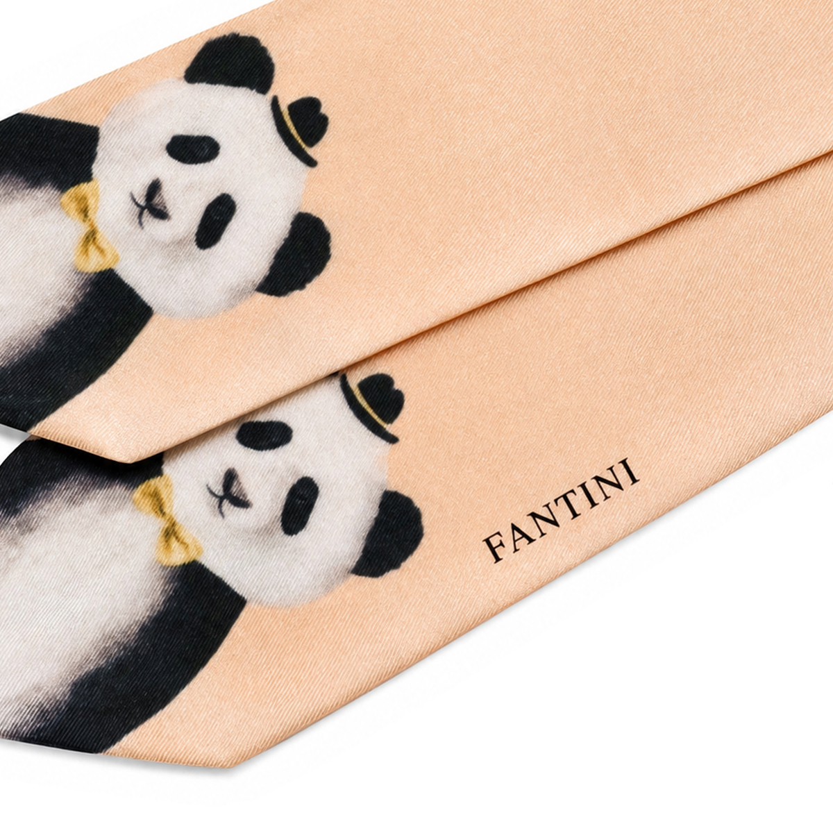 Écharpe décorée dun panda en teinte beige pour les sacs à main dédiés aux femmes