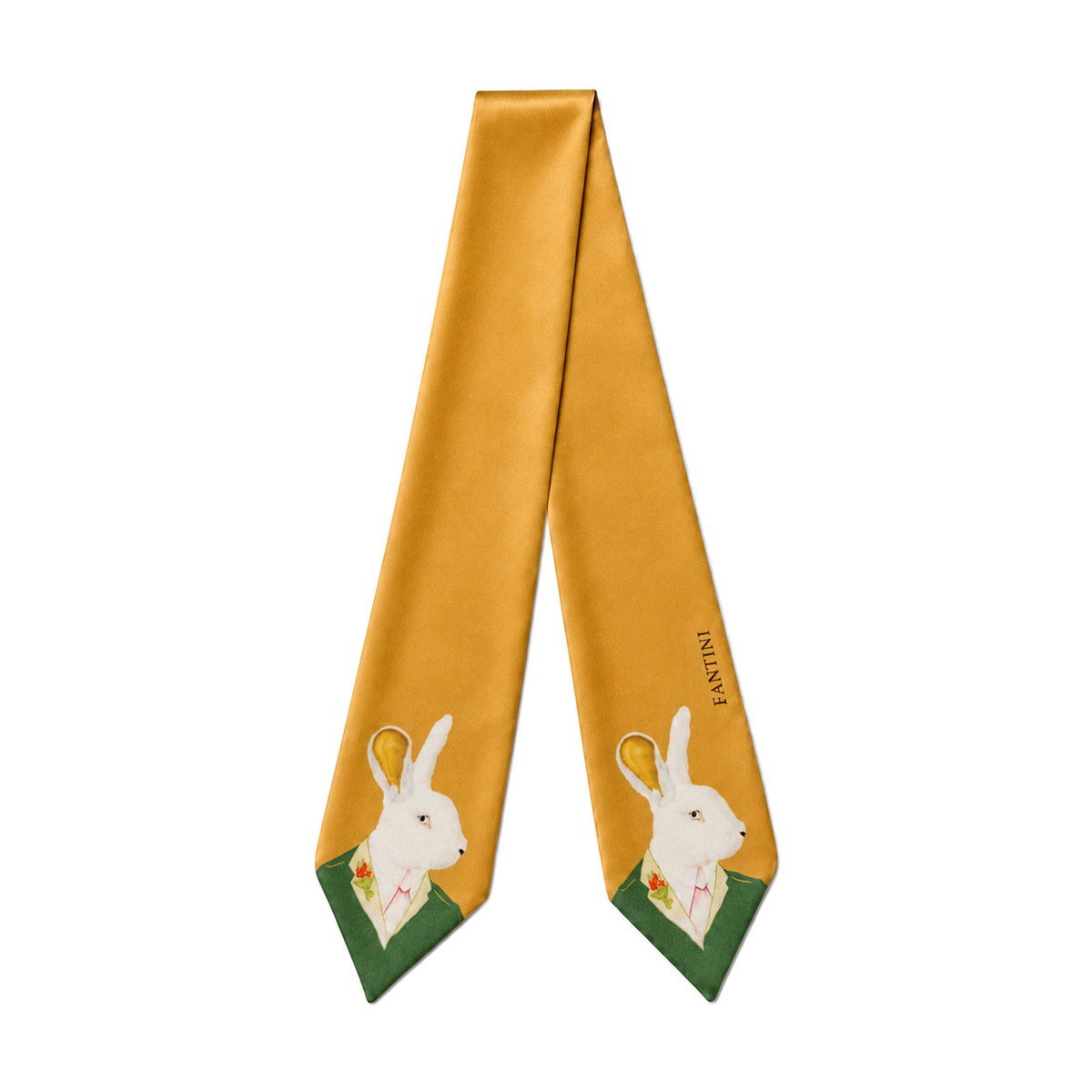 Foulard jaune pour sac à main orné dun adorable lapin